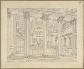 Potsdam. Nikolaikirche. Perspektivische Innenansicht des Ausführungsentwurfs