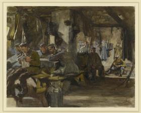 73. Landwehr-Infanterie-Regiment in Rast bei Pierre Chappelle am 28. Oktober 1915