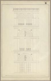 Hamburg. Theater. Eine Achse der Fassade. Vorzeichnung zum Stich in der "Sammlung architektonischer Entwürfe", Heft 12, Tafel 75, 1828