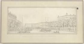 Berlin, Kupfergraben. Packhof. Perspektivische Ansicht von der Schlossbrücke nach Norden