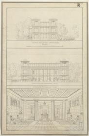 Berlin. Schloss Tegel. Seiten- und Hauptfassade und Vestibül
