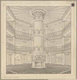 Ostrowo (Ostrów Wielkopolski), ehemals Regierungsbezirk Posen (Województwo Wielkopolskie). Jagdschloss Antonin. Innenansicht des Kaminsaales