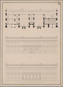 Kressendorf (Krzeszowice) bei Krakau. Schloss. Zwei Fassadenaufrisse und Schnitt