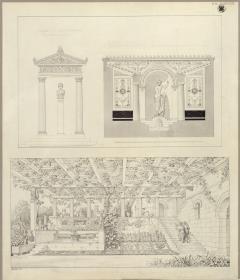 Potsdam-Sanssouci. Römische Bäder bei Schloss Charlottenhof. Laube und weitere Details