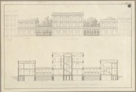Entwurf zu einem städtischen Wohngebäude. Vorzeichnung zum Stich in der "Sammlung architektonischer Entwürfe", Heft 10, Tafel 66, 1826