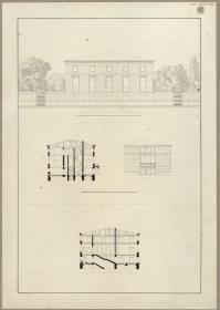 Entwurf zu einem städtischen Wohngebäude. Vorzeichnung zum Stich in der "Sammlung architektonischer Entwürfe", Heft 9, Tafel 56, 1826
