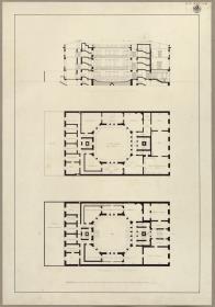 Entwurf zu einem städtischen Wohngebäude. Vorzeichnung zum Stich in der "Sammlung architektonischer Entwürfe", Heft 9, Tafel 59, 1826