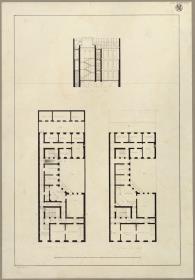 Entwurf zu einem städtischen Wohngebäude. Vorzeichnung zum Stich in der "Sammlung architektonischer Entwürfe", Heft 10 Tafel 64, 1826