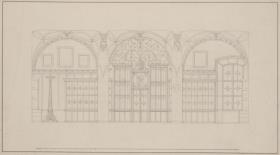 Berlin. Schloss, Wohnung Kronprinz Friedrich Wilhelms IV. von Preußen, Erasmuskapelle. Einrichtung zum Arbeitszimmer des Kronprinzen. Entwurf zu einer Trennwand