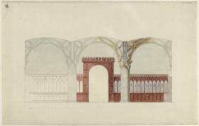 Berlin. Schloss, Wohnung Kronprinz Friedrich Wilhelms IV. von Preußen, Erasmuskapelle. Einrichtung zum Arbeitszimmer des Kronprinzen. Entwurf zu einer Trennwand