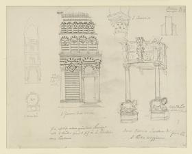 Pistoia,S. Giovanni Fuorcivitas, Wand-und Fassadenaufriss, Kanzel, Kapitell