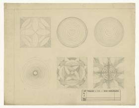Komposition von gemusterten Kreisen und Quadraten (Kompositionsstudien, ornamental)