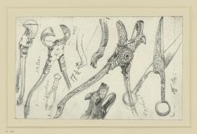 Schere und Zangen, vielleicht aus dem Jagd- und Arbeitstisch Kurfürst Johann Georgs I. von Sachsen, Historisches Museum, Dresden