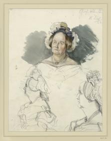 Gräfin Alvensleben, geb. v. d. Osten-Sacken. Darunter zwei Brustbilder. Studie zum Gemälde "Krönung Wilhelms I. in Königsberg"