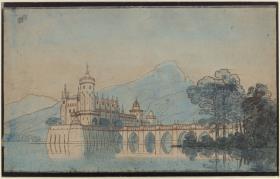 Undine. Oper von E. T. A. Hoffmann. Entwurf der 9. Dekoration. Burg Ringstetten