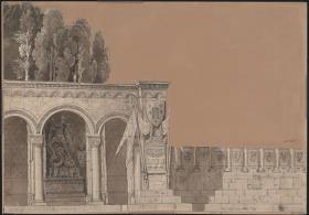 Die Fürsten Chawansky. Trauerspiel von Ernst Raupach. Entwurf zu einer Dekoration. Mausoleum der Fürsten Chawansky