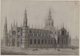"Äußeres des Domes von Milano" / Perspektivische Ansicht des im gotischen Stil vollendeten Domes von Mailand