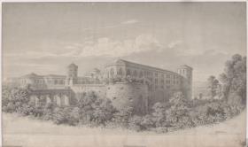 Halle an der Saale. Entwurf zum Umbau der Moritzburg. Ansicht von Nordosten