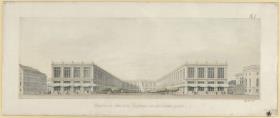 Berlin, Unter den Linden. Entwurf zu einem Kaufhaus. Perspektivische Ansicht