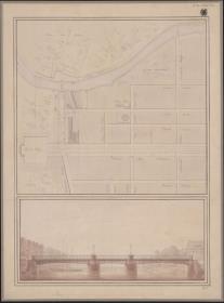 Berlin. Marschallbrücke. Ansicht und Situationsplan