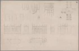Peterhof. Entwurf für die Alexander-Newski-Kapelle. Neogotische Entwürfe. Saalbau, Zentralbau und Kapelle