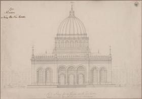 Berlin. Petrikirche. Plan zum Wiederaufbau als Kuppelbau. Aufriss der Fassade