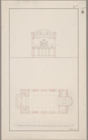 Berlin. Entwurf zur Kirche am Gesundbrunnen. Grundriss und Querschnitt