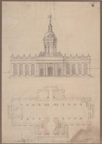 Berlin. Dom am Lustgarten. Barocker Zustand vor dem Umbau. Grundriss und Aufriss