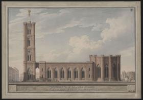 Berlin, Spittelmarkt. Entwurf zur Gertraudenkirche. Außenansicht