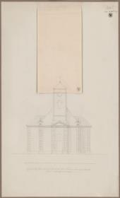 Berlin, Spittelmarkt. Gertraudenkirche. Aufriss der barocken Front mit abgetragenem Helm und Turmobergeschoss