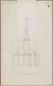 Berlin, Spittelmarkt. Gertraudenkirche. Aufriss der barocken Turmfront