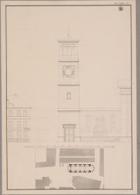 Berlin. Friedrichswerdersche Kirche. Freistehender Turm. Aufriss und Grundriss