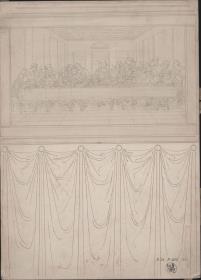 Berlin, Unter den Linden. Kronprinzenpalais, Entwurf zur Kapelle Friedrich Wilhelm III. Schmalwand mit dem Abendmahl nach Leonardo da Vinci