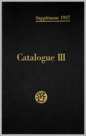 Supplément 1927 Catalogue III.