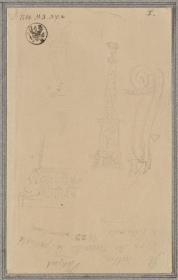 Skizze zum Kandelaber von Otricoli & Ein Volutenkrater & Eine andere Vase aus dem Museo Pio Clementino im Vatikan & Notizen