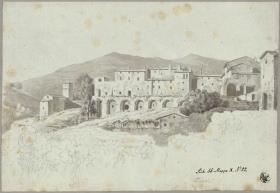 Blick auf den nachantik überbauten Kryptoportikus an der Piazza Domenico Tani in Tivoli