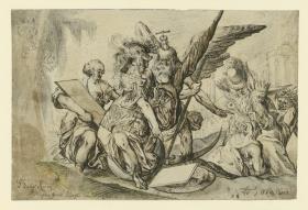 Allegorie mit Chronos, Minerva, Klio u. a