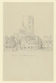Wismar, Marienkirche von Osten mit Häuserzeile
