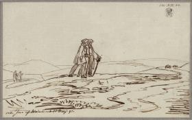 Wanderer auf der Straße von Jena nach Weimar