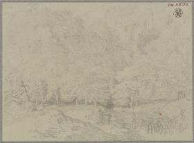 Waldlandschaft mit Straße und Reisenden
