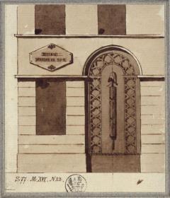 Fassade eines Hauses. Fenster- und Türachse