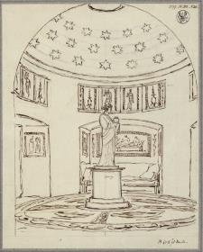 Dessau, Schloss Wörlitz. Rundsaal unter dem Vulkan bei der Villa Hamilton - "Tempel der Nacht"
