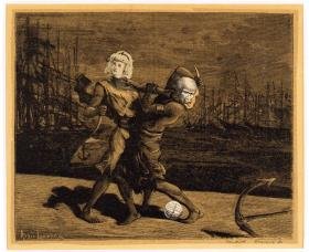 Der erste barbarische Schiffbrüchige: „Stoß zu, mein Kind, denn Du bis das selige Kind …“, Illustrationsvorlage für den Collagenroman „Das Karmelienmädchen“