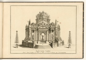Feuerwerksaufbau in Paris 1749