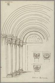 Klosterruine Paulinzella. Westportal und Detailzeichnungen zu den Kapitellen
