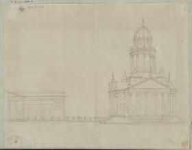 Berlin. Französischer Dom und Schauspielhaus auf dem Gendarmenmarkt.