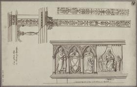 Details der Ausstattung des Doms von Aquileia. Tumba des Patriarchen Ludovico della Torre (gest. 1365), Pilaster und Gebälk der Tribuna magna (um 1500), ein nicht lokalisierter Ornamentstreifen