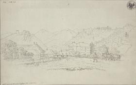 Ansicht von Cilli (Celje) mit der Burgruine
