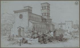 "Chiesa saracenica in Cività ducale vicino all' Abruzzo" / Die Kirche Santa Maria del Popolo in Cittaducale