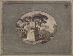 "Meierei im Pinienhain der Villa Borghese bei Rom" / Die Casa Cenci im Park der Villa Borghese in Rom